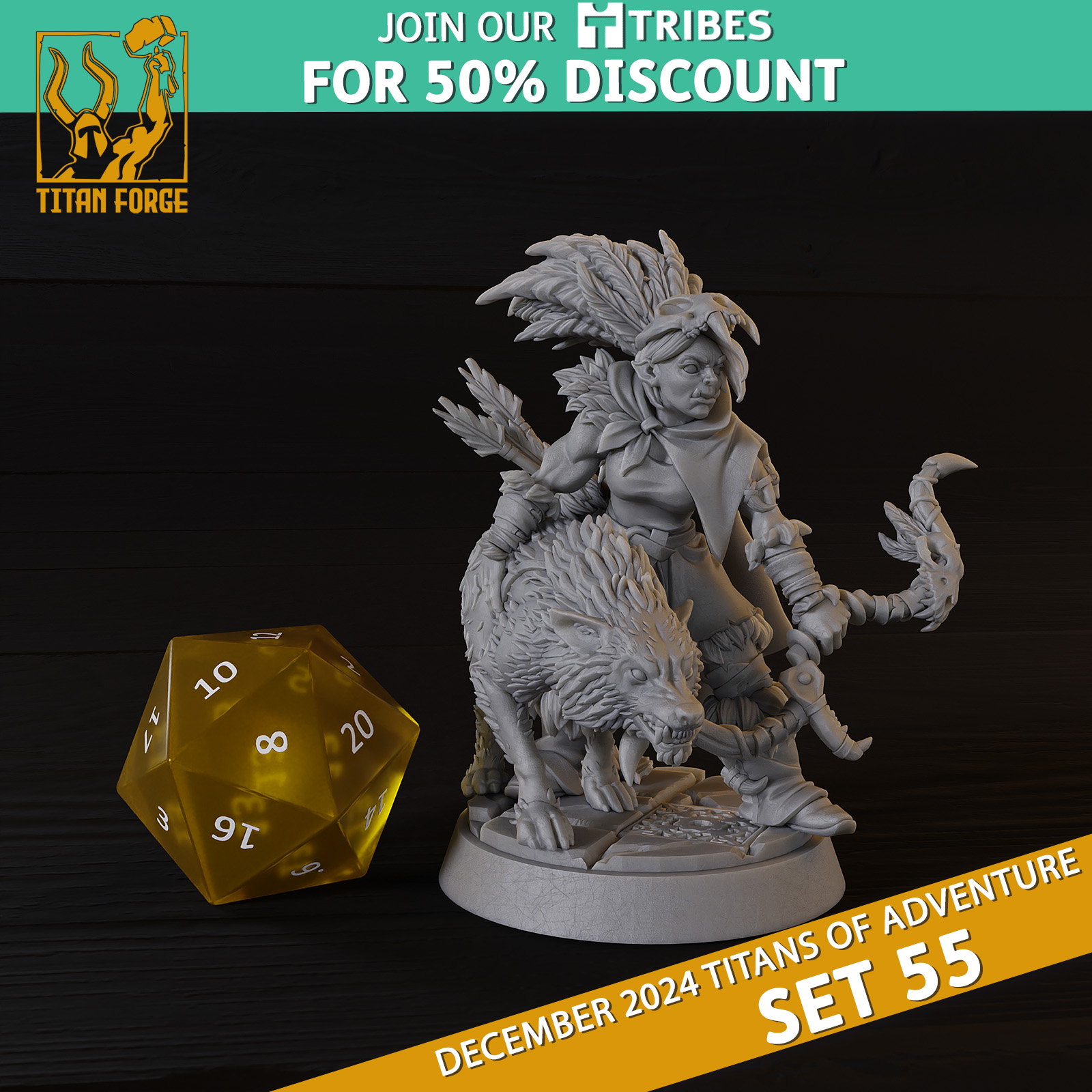 Half-Orc Female Ranger - DnD Hero Characters - Titans of Adventure Set 55
